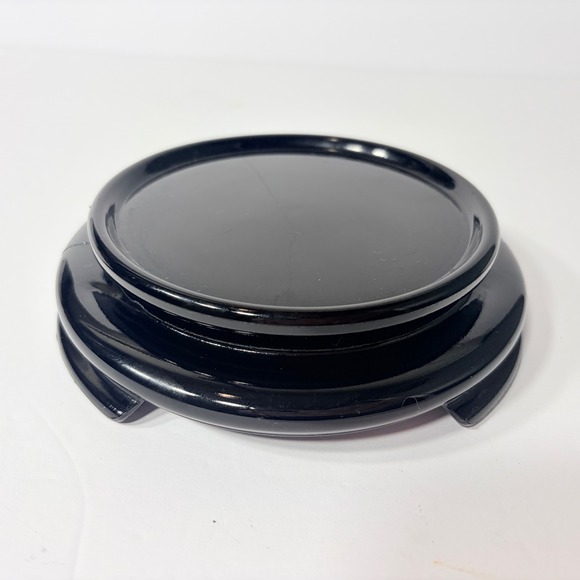 Art Deco Black Amethyst Glass Chinese Style Display Stand Base for a Vase - Picture 12 of 14